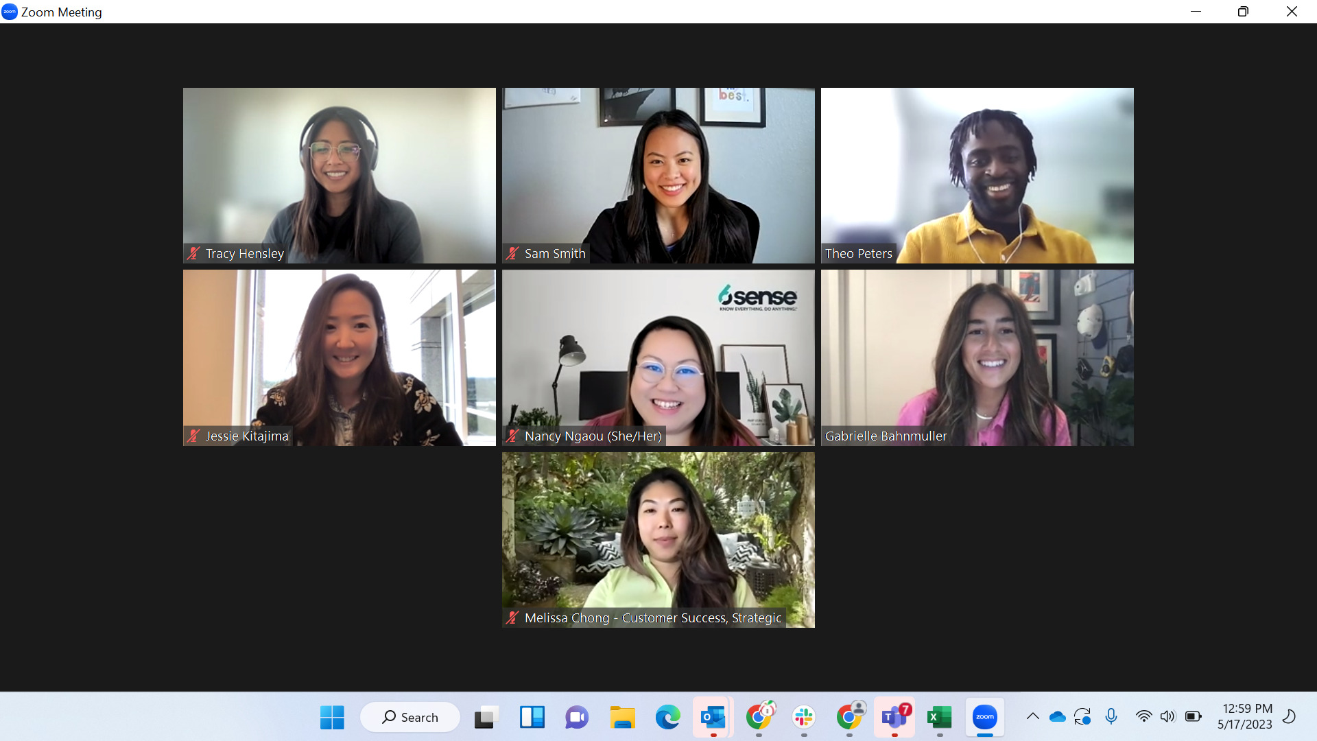 Screenshot of people in a Zoom video call